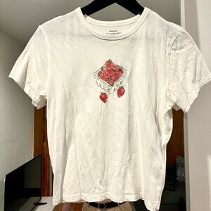 Abercrombie Strawberry Print/Embroidered Baby Tee